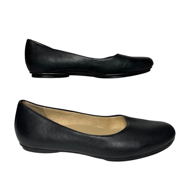 Naturalizer Maxwell Ballet Flats Leather Black Size 11W Minimalist Comfy Office - Picture 1 of 8